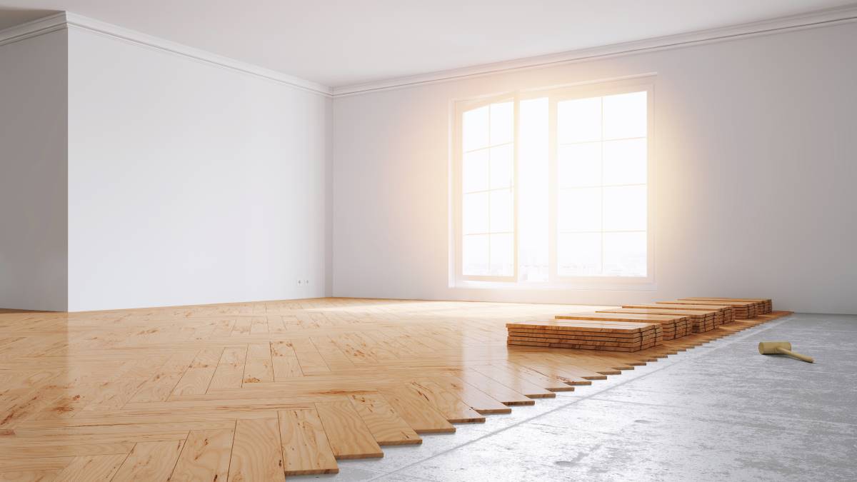 Bodenbelag in Arbeit